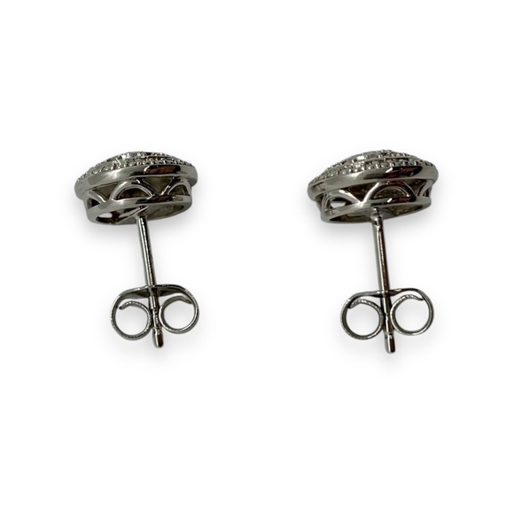 Natural Diamond Cluster Post Earrings 925 Sterling Silver Classic Forever Style - Picture 7 of 7